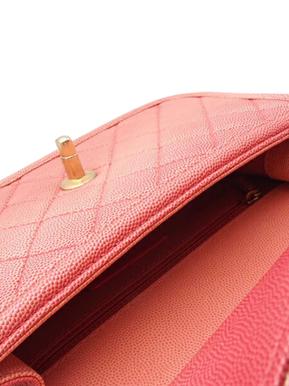 Pre-owned Chanel 2019 Small Quilted Caviar Sunset On The Sea Flap Satchel In Pink