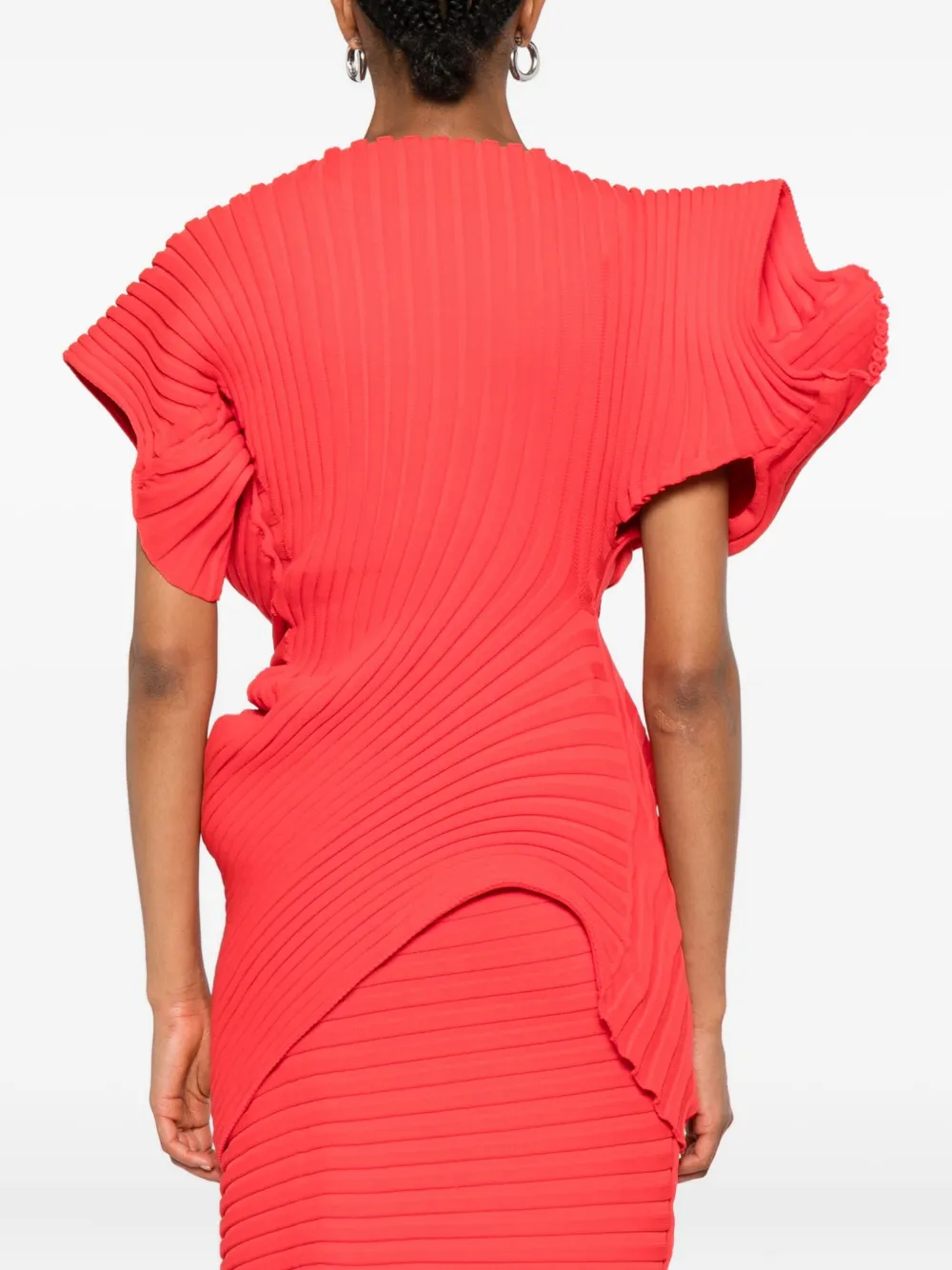 Issey Miyake Ribgebreide top Rood