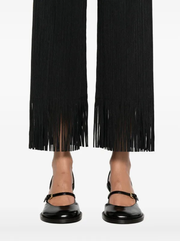 Pleats Please Issey Miyake Pleated Fringe Trousers | Black | FARFETCH