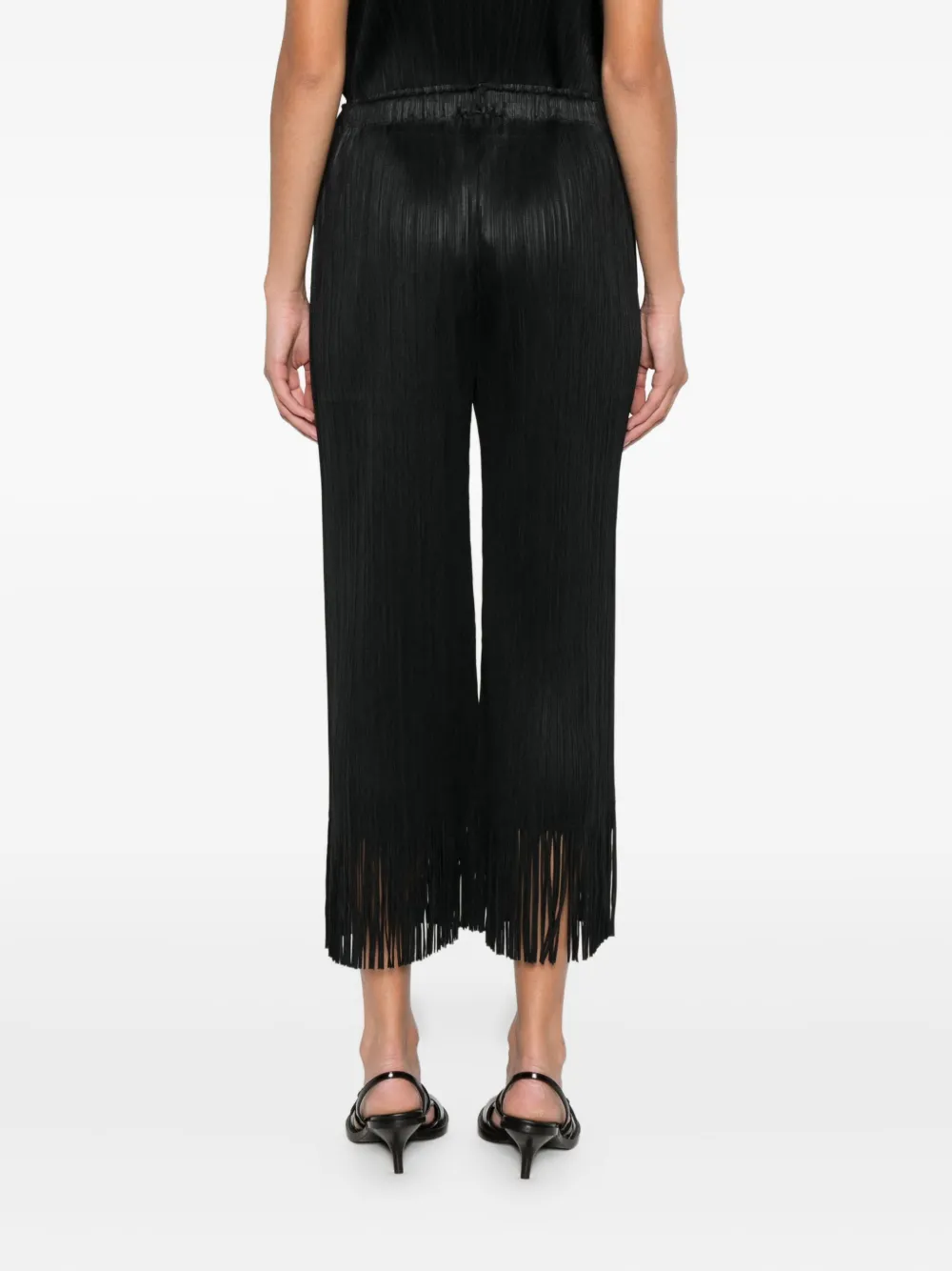 Issey Miyake Pleated Fringe Trousers In Gray