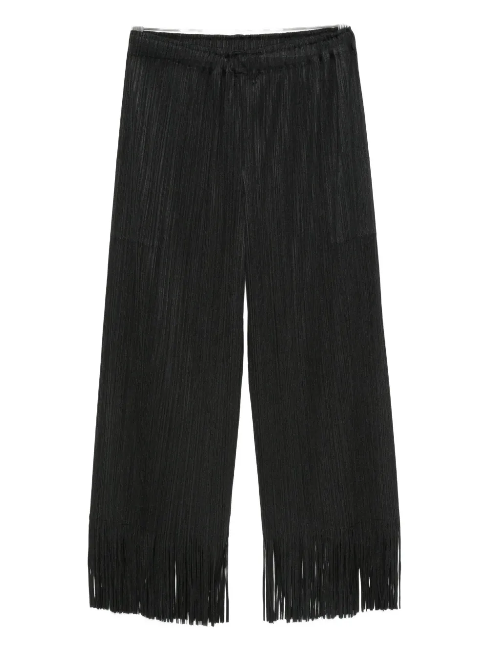 Issey Miyake Pleated Fringe Trousers In Gray