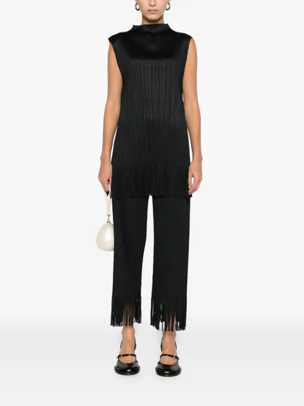 PLEATS PLEASE フリンジパンツ Pleats Please Issey Miyake Pleated Fringe Trousers | Black | FARFETCH