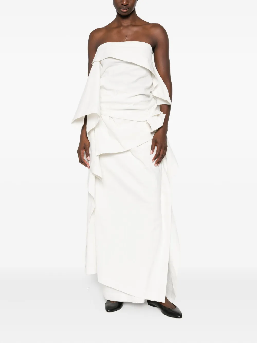 Issey Miyake Asymmetric Bandeau Top In White