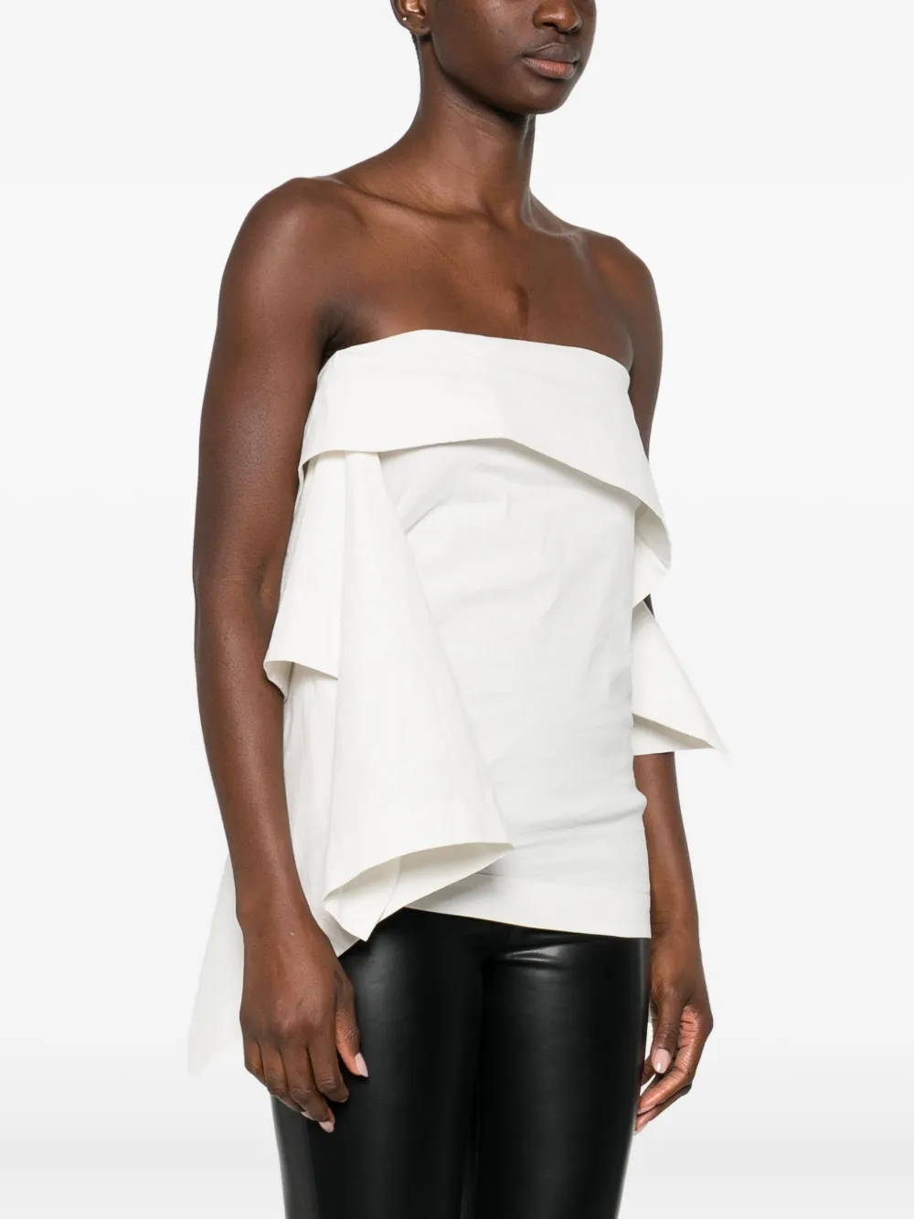 Issey Miyake Asymmetric Bandeau Top In White