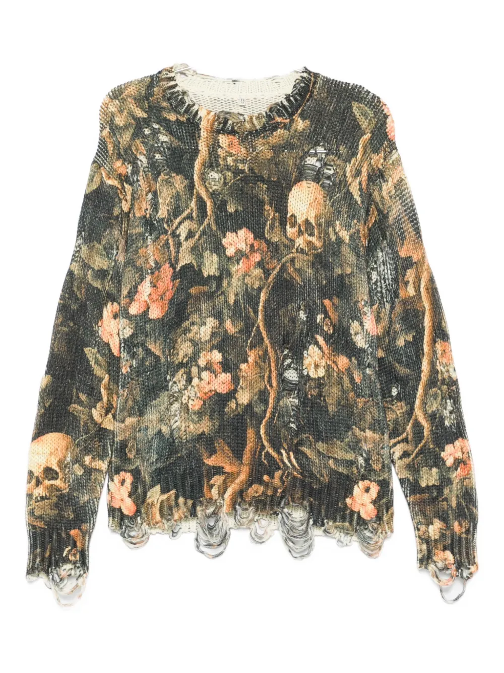 R13 graphic-print raw-cut jumper - Verde