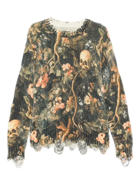 R13 graphic-print raw-cut jumper