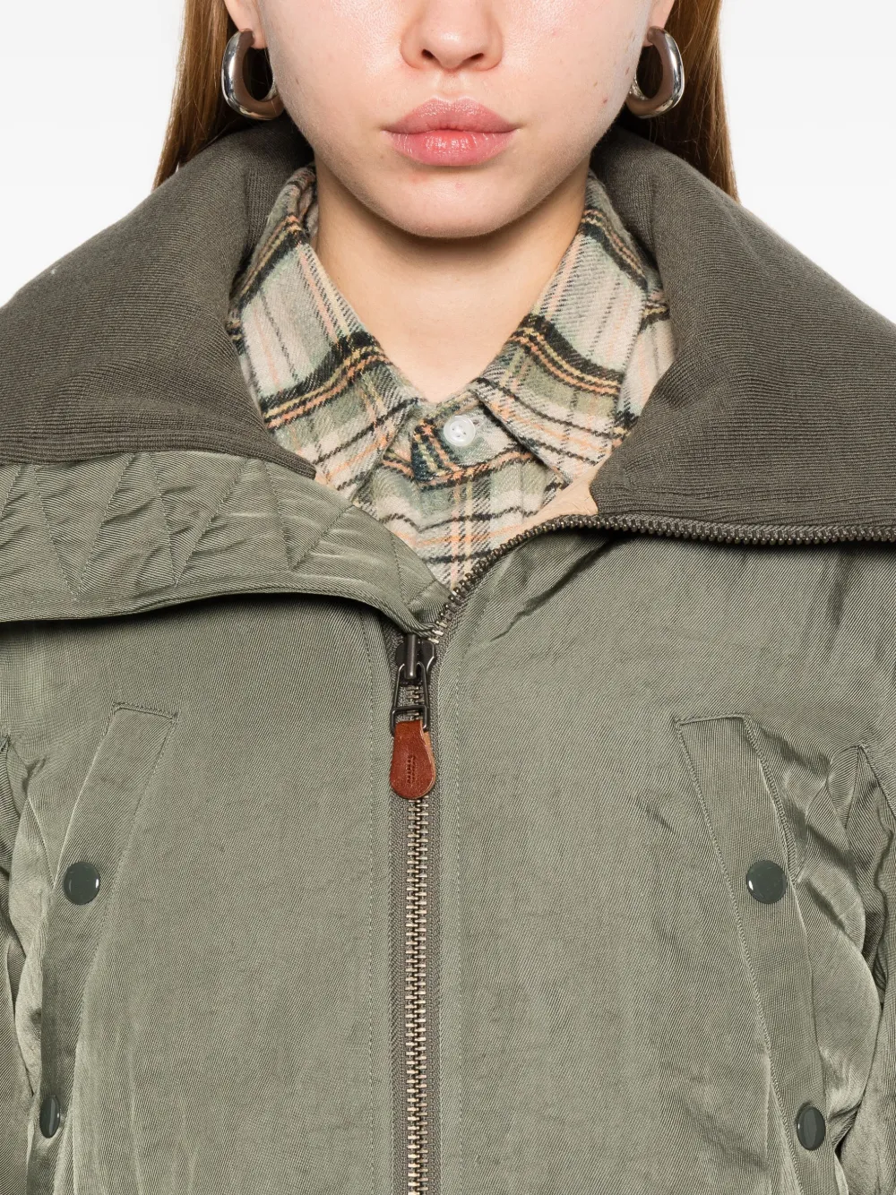 R13 Zip-up Bomber Jacket In Green