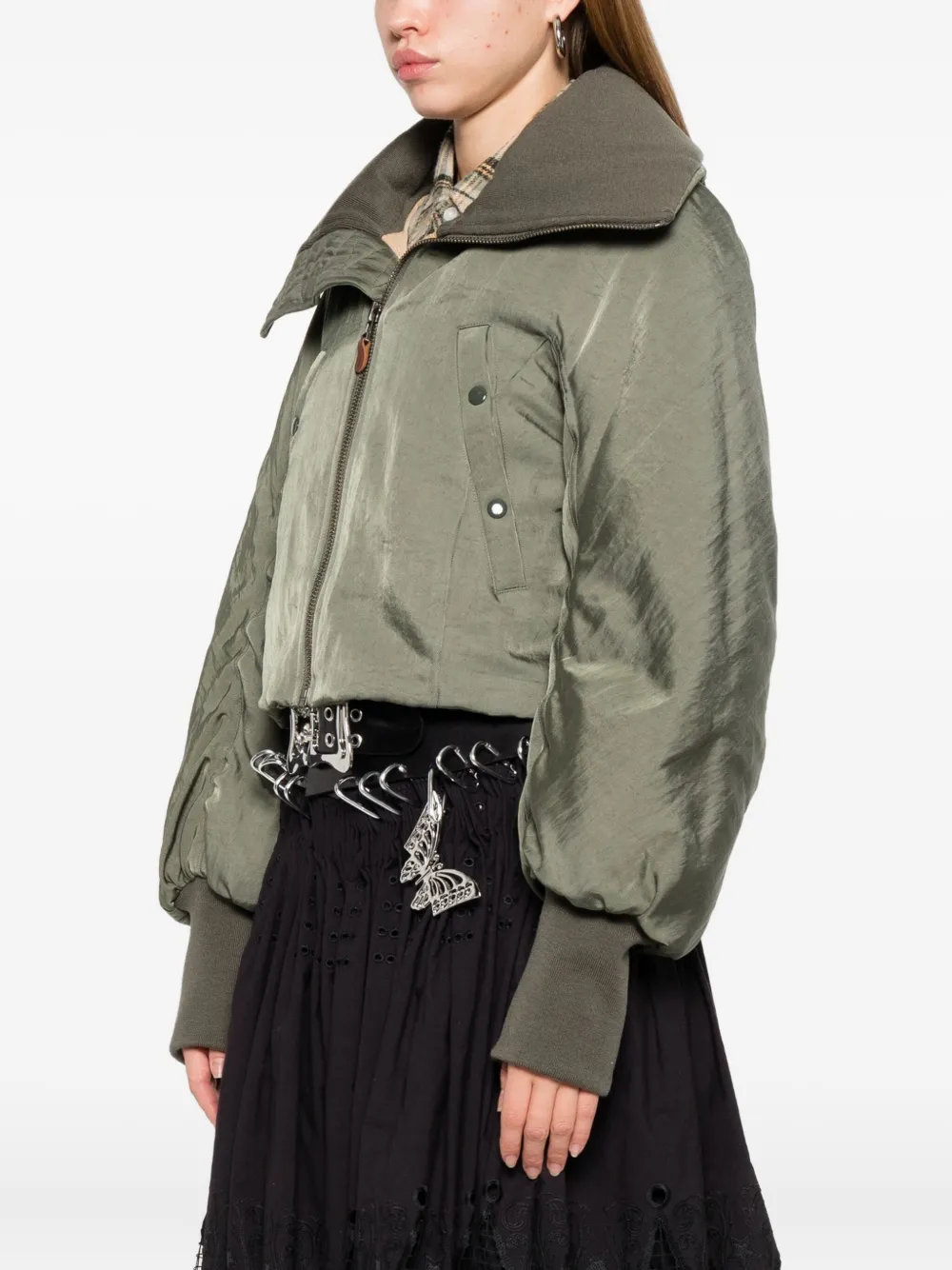 R13 Zip-up Bomber Jacket In Green
