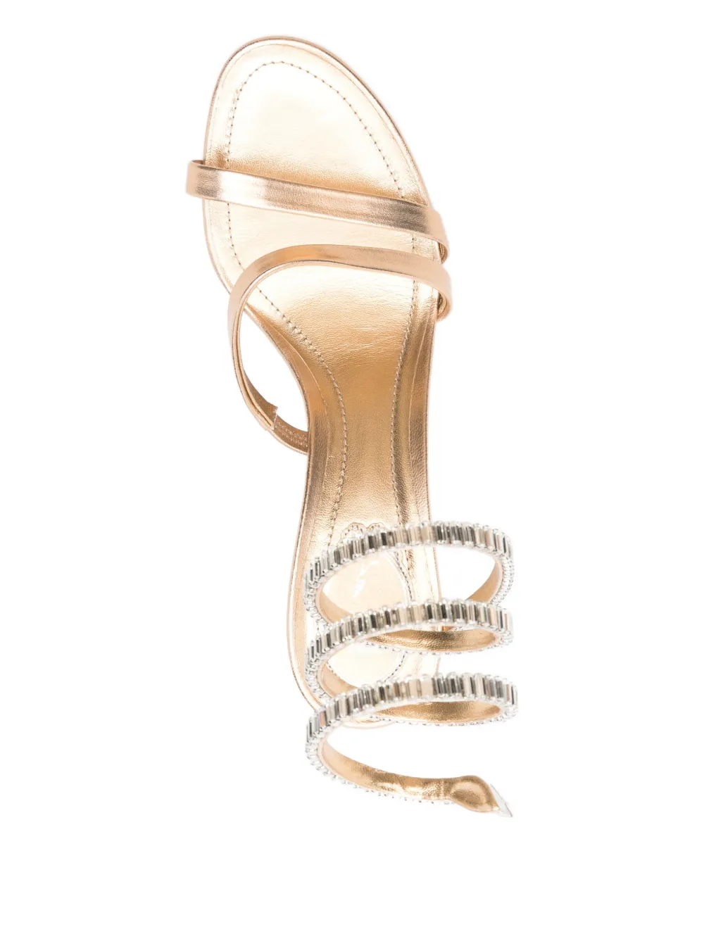 René Caovilla 80mm Crystal-embellished Heeled Sandals In Gold