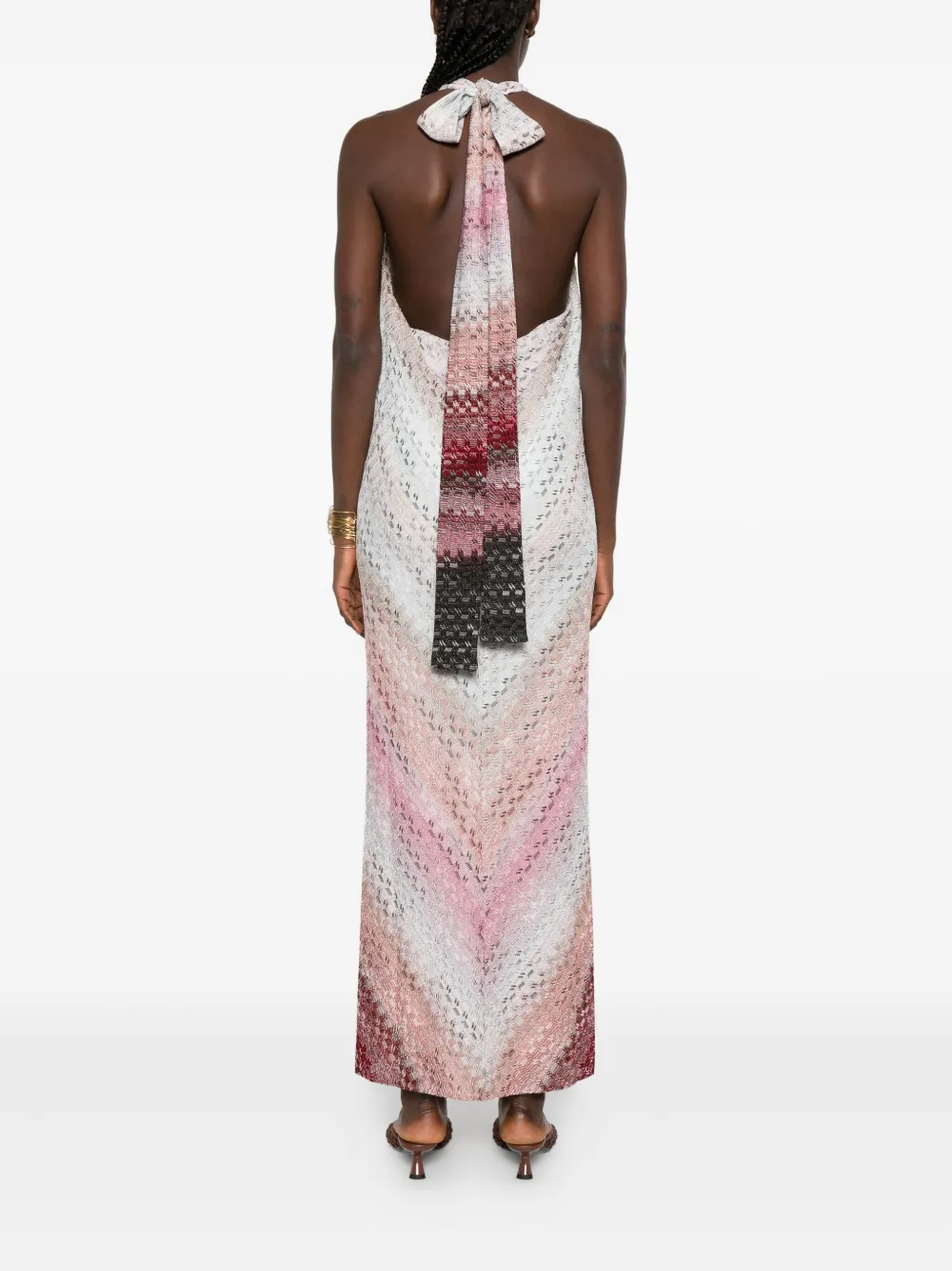 Missoni chevron highneck maxi dress Roze