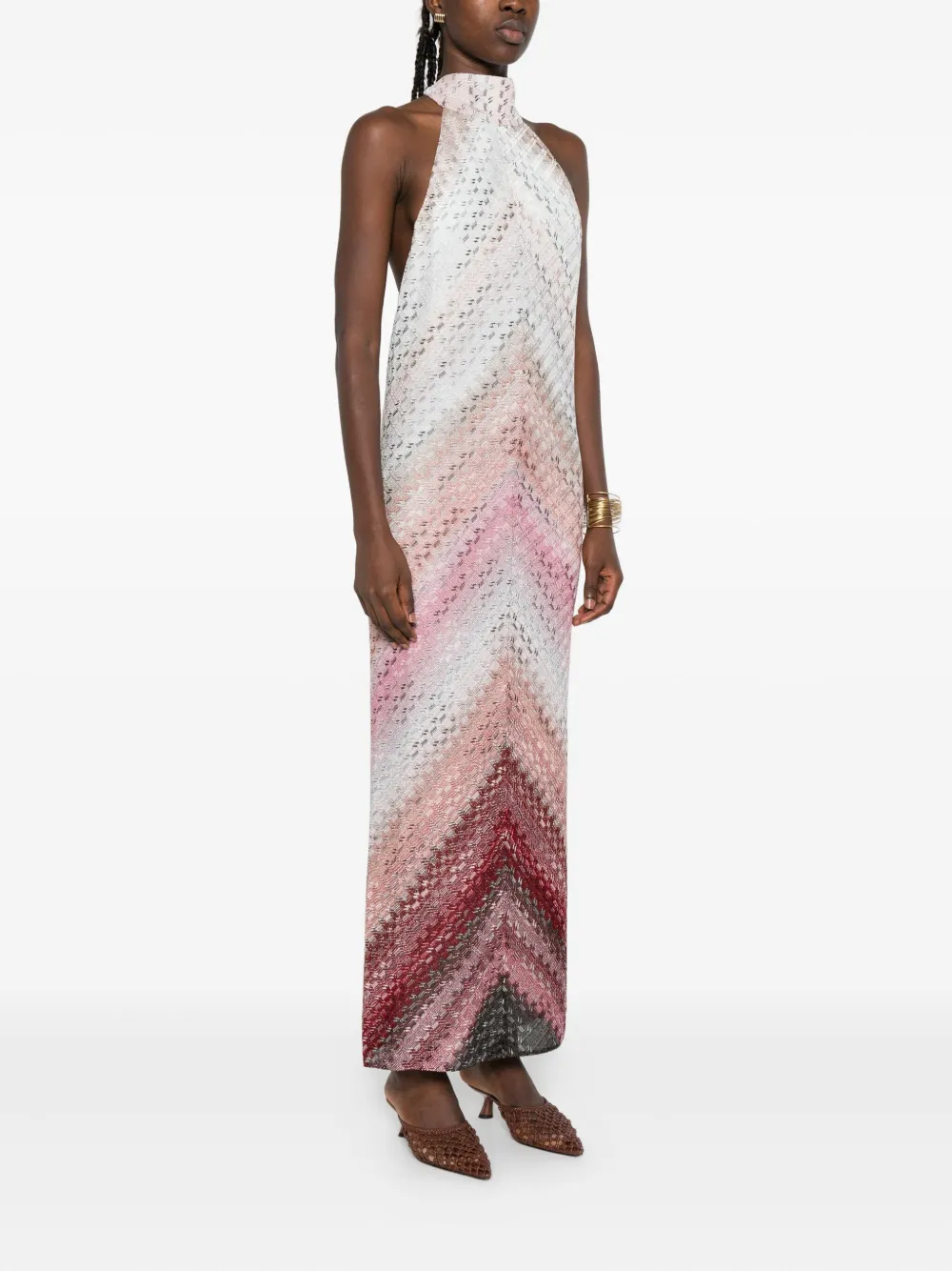 Missoni chevron highneck maxi dress Roze