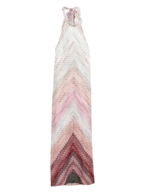 Missoni Chevron Highneck Maxi Dress | Pink | FARFETCH