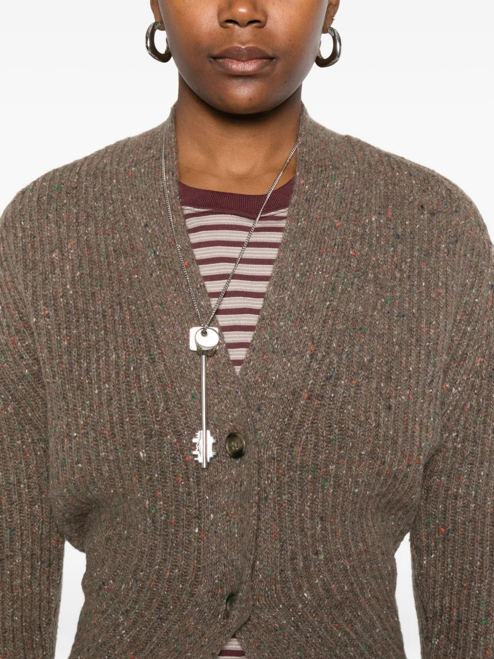 R13 Split Hem Wool Blend Cardigan In Brown