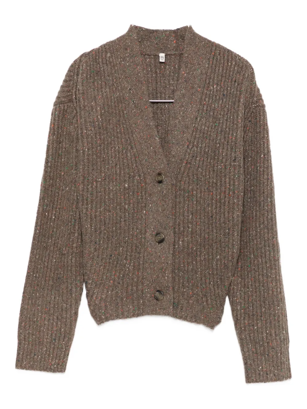 R13 Split Hem Wool Blend Cardigan In Brown