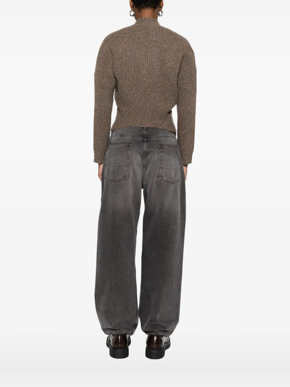 R13 Split Hem Wool Blend Cardigan In Brown