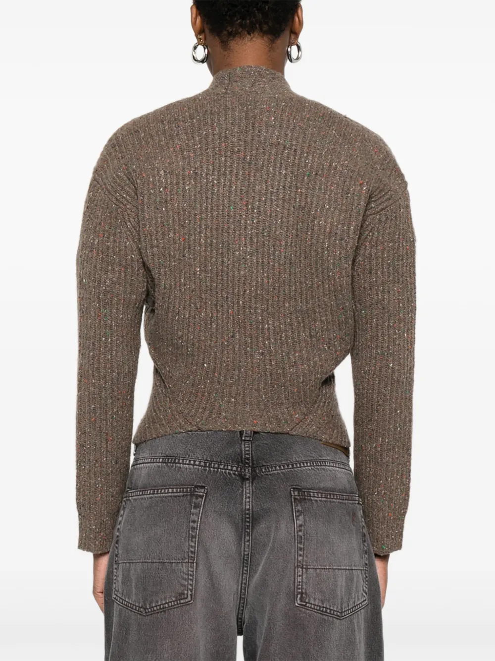 R13 Geribbeld vest Bruin