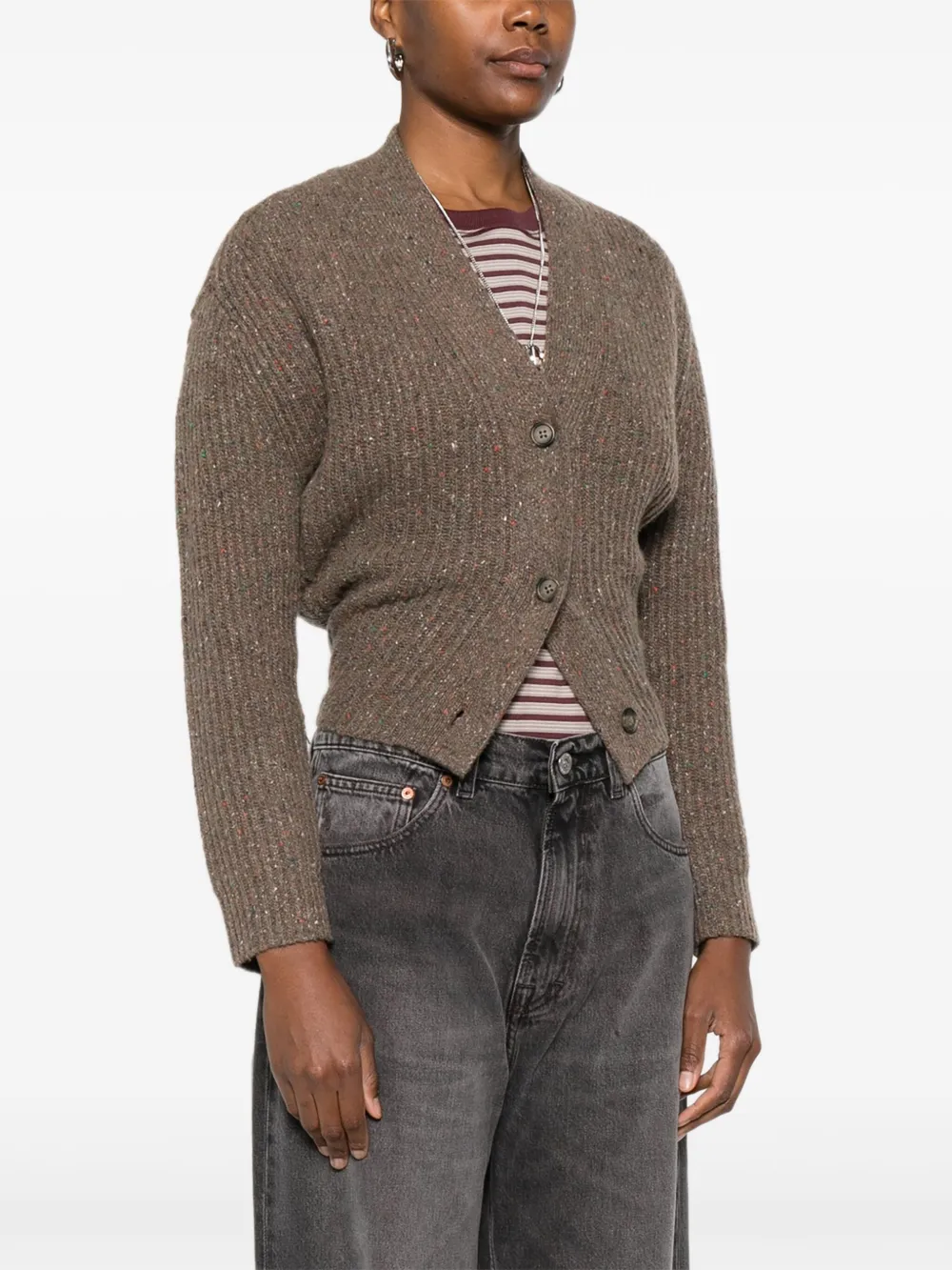 R13 Geribbeld vest Bruin