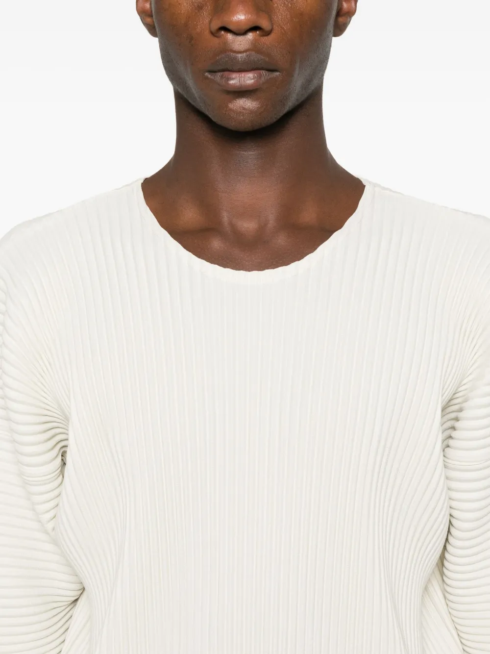 Homme Plissé Issey Miyake Monthly Colors: September geplooid T-shirt 04 LIMESTONE WHITE