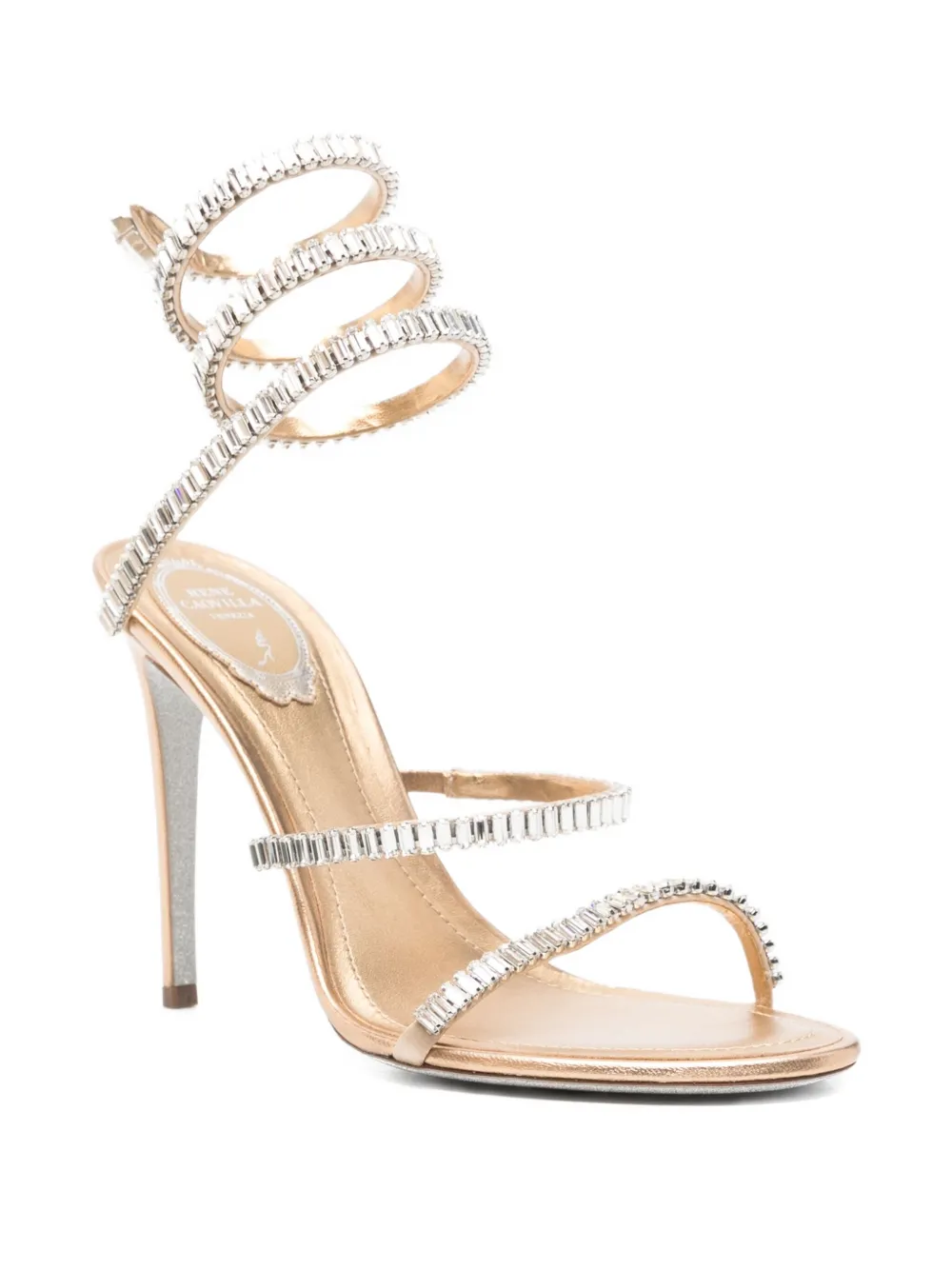 René Caovilla 105mm Cleo Sandals In Silver