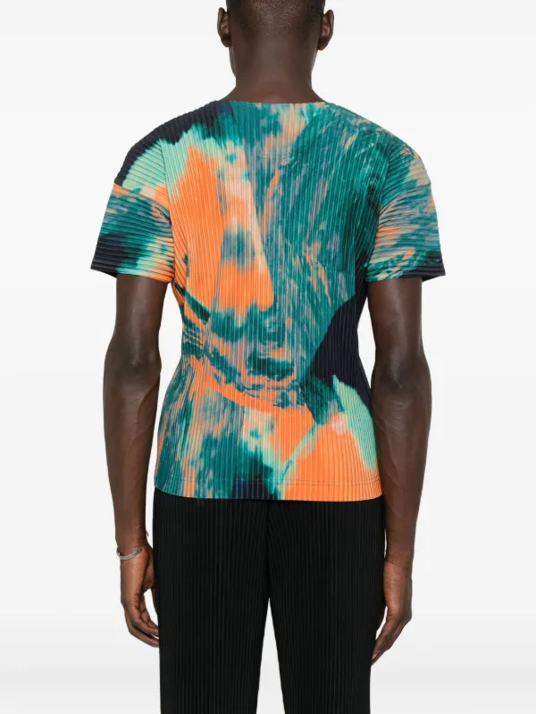 Homme Plissé Issey Miyake agate-print Pleated T-shirt | Green