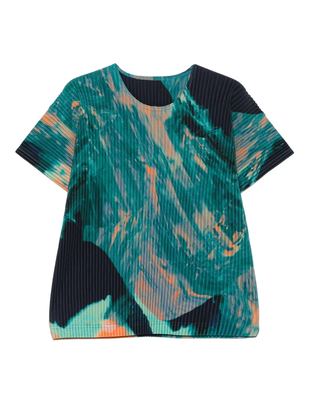 Homme Plissé Issey Miyake Geplooid T-shirt met agaat-print Groen