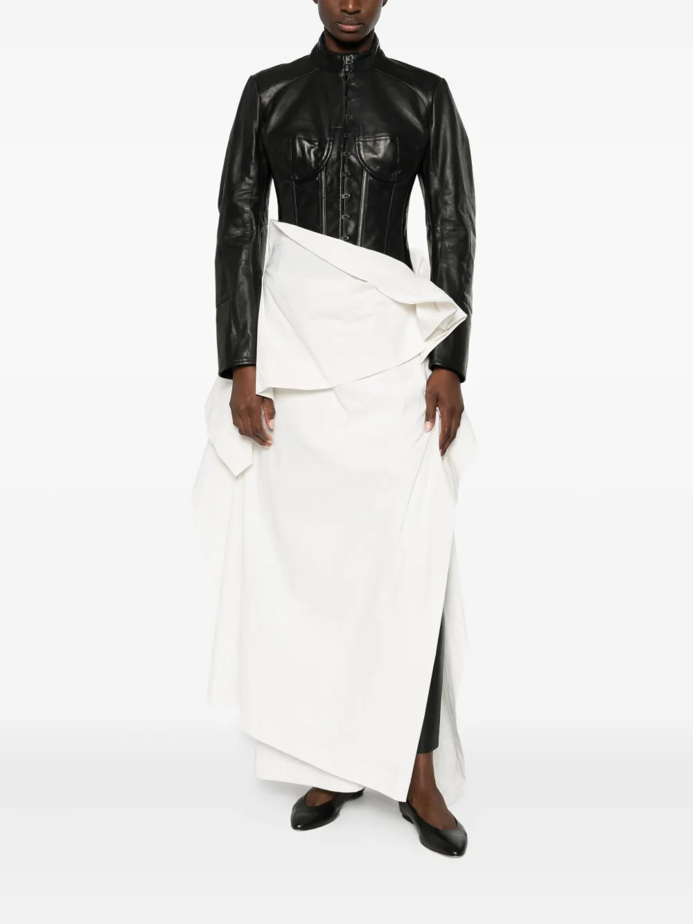 Issey Miyake Asymmetric Maxi Dress In White