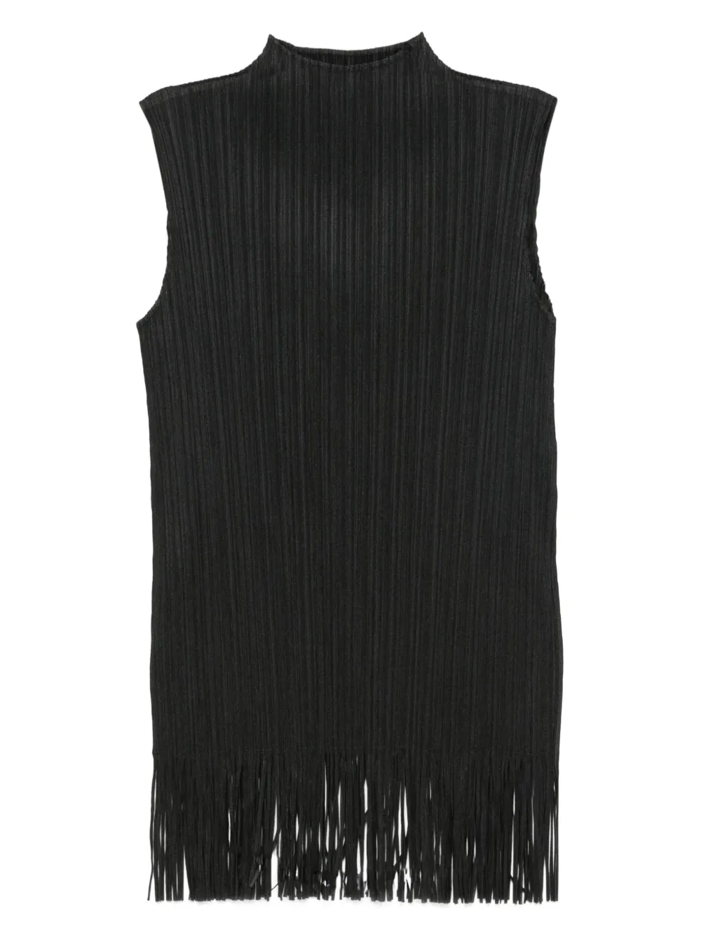 Pleats Please Issey Miyake top plisado con flecos | negro | Image 1