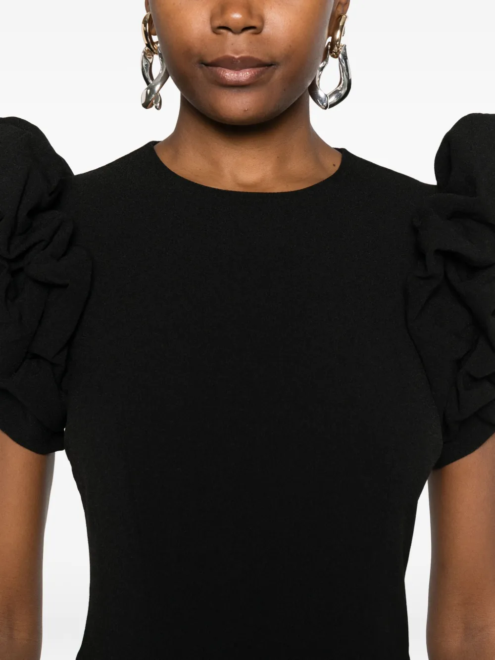 ROTATE BIRGER CHRISTENSEN Midi-jurk met pofmouwen Zwart