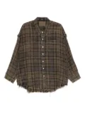 R13 shredded-seam plaid shirt - Green