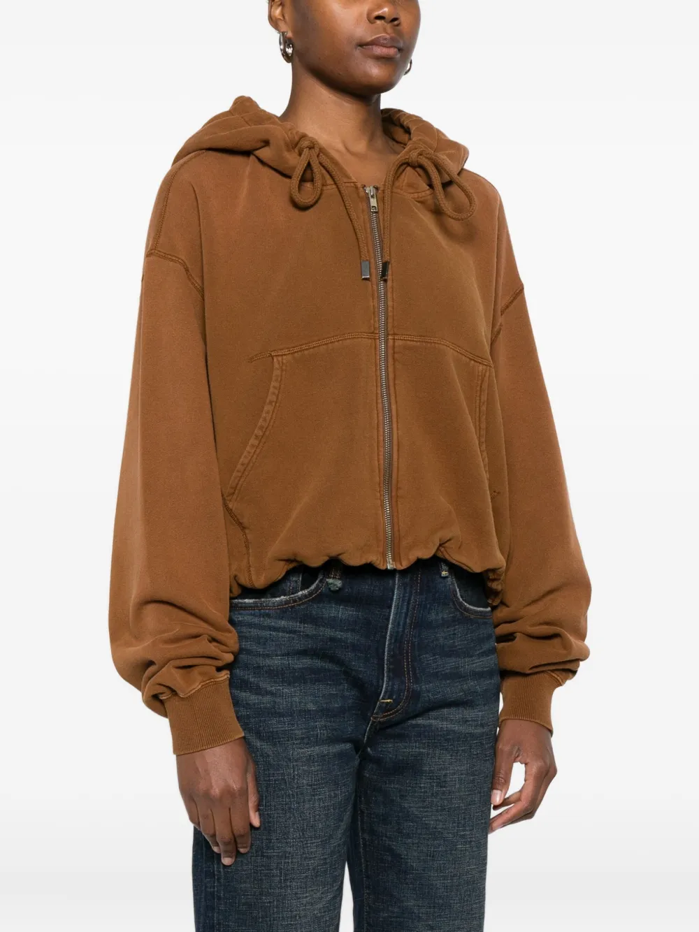 R13 Zip-up Hoodie In Brown