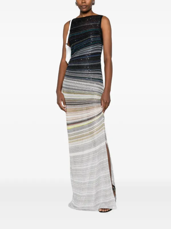 green emerald velvet dress Missoni | Sleeveless Sequin Long Dress