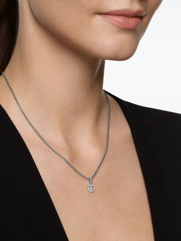 David Yurman Pavé© Peace Sign ダイヤモンド ネックレス マイクロ