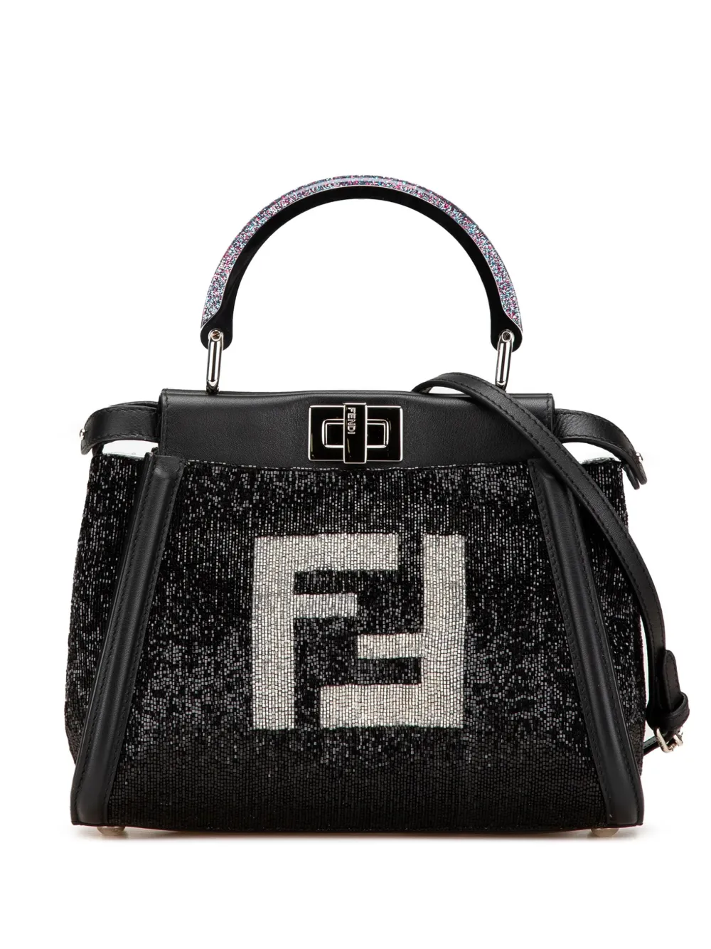 Fendi Pre-Owned 2000-2010 Mini Leather Beaded Peekaboo Iconic satchel | Black | Image 1