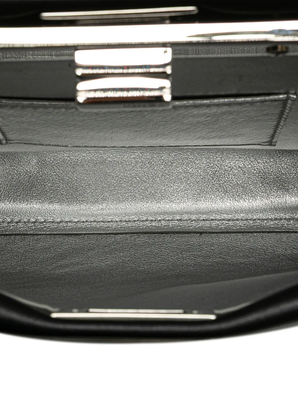 Pre-owned Fendi 2000-2010 Mini Leather Beaded Peekaboo Iconic Satchel In Black
