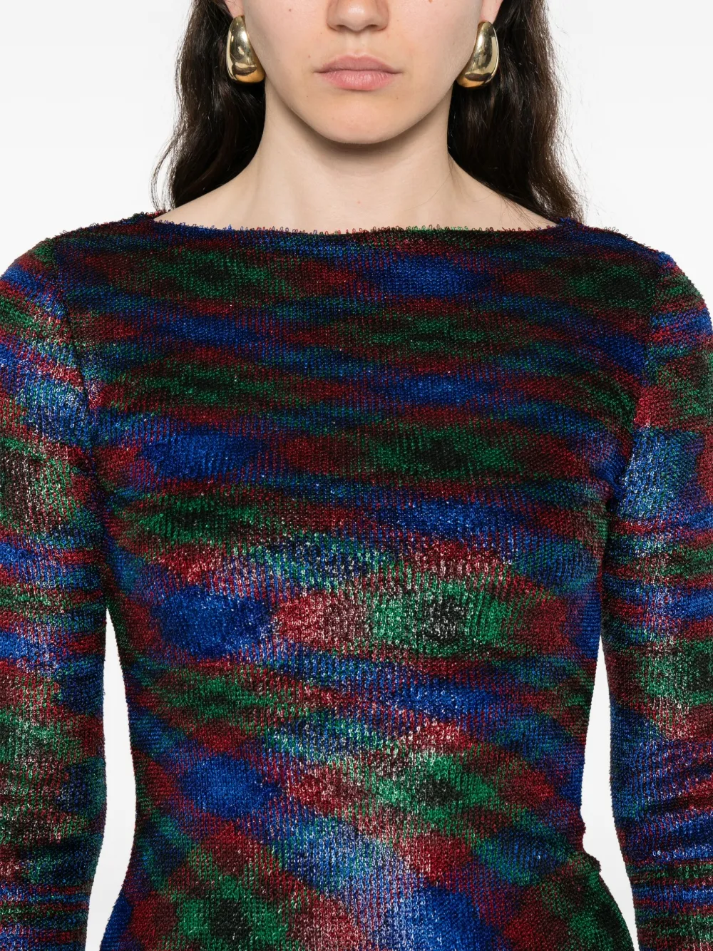 Missoni Abstract-pattern Long-sleeve Mini Dress In Multi