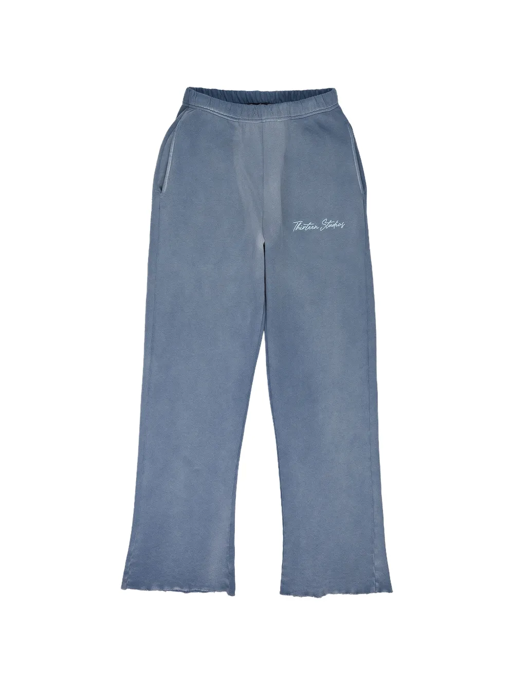 Thirteen Studios logo-embroidered raw-edge track pants - Blau
