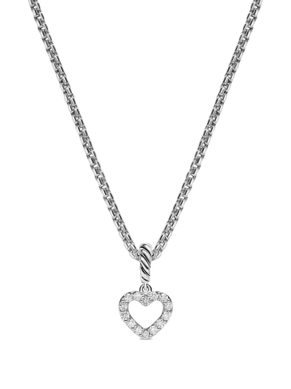 David Yurman Micro Pavé© Open Heart diamond necklace - シルバートーン David Yurman Micro Pavé© Open Heart diamond necklace - シルバートーン