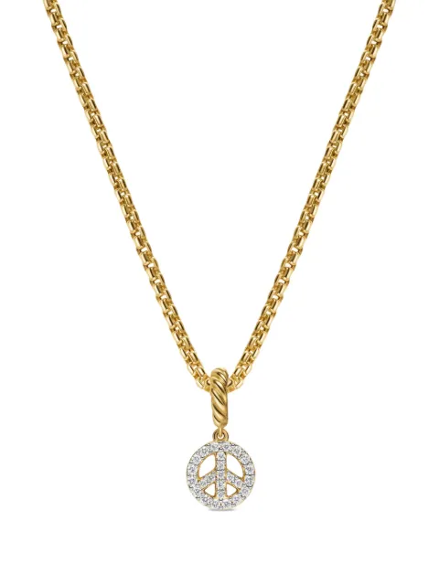 David Yurman 18K gold Micro Pavé© Peace Sign diamond necklace