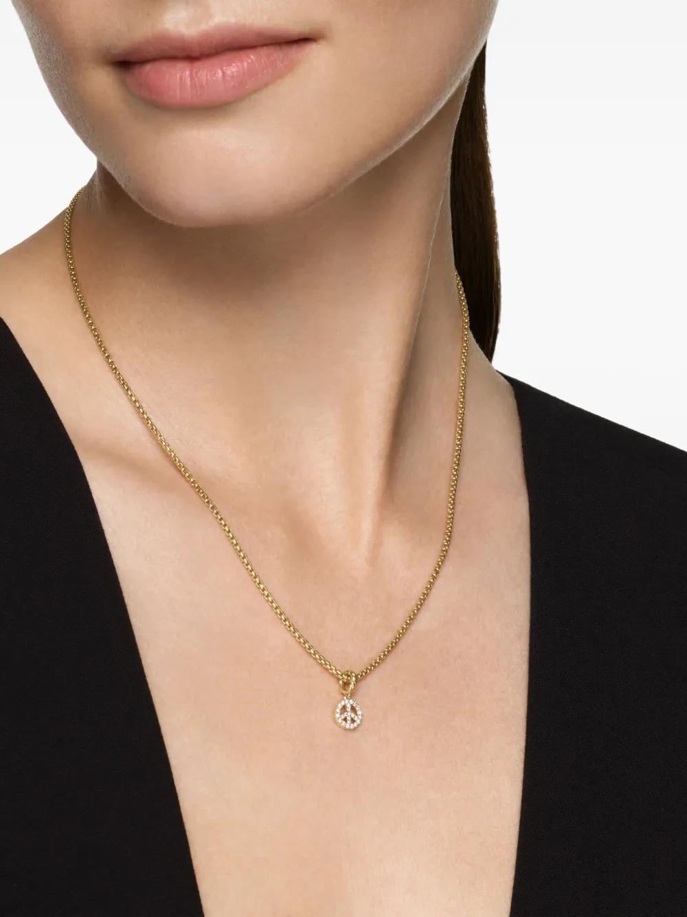 David Yurman 18K gold Micro Pavé© Peace Sign diamond necklace | Image 2
