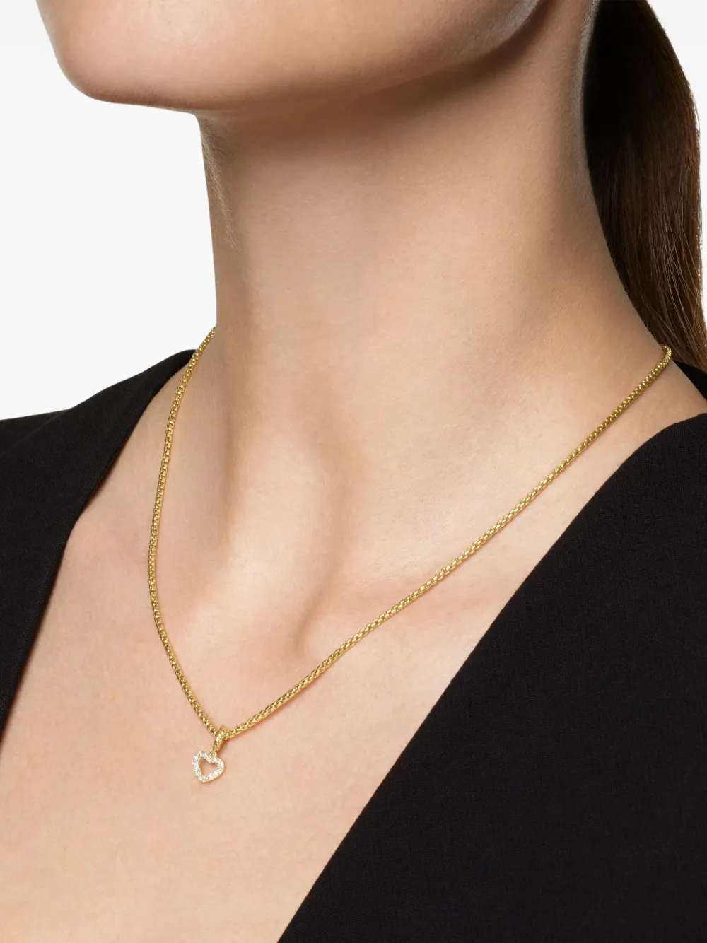 David Yurman Micro Pavé© Open Heart ダイヤモンド ネックレス 18Kゴールド | Image 2