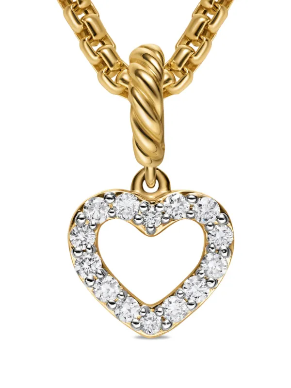 David Yurman Micro Pavé© Open Heart ダイヤモンド ペンダント 18K