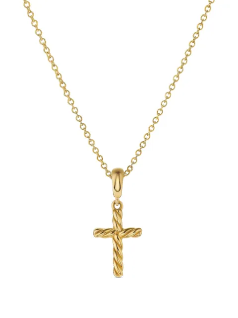 David Yurman 18K gold cable cross pendant necklace