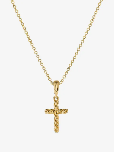 David Yurman 18K gold cable cross pendant necklace