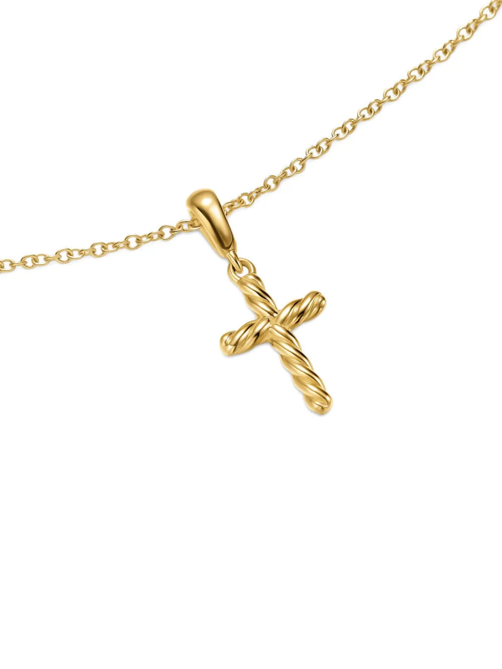 David Yurman 18k Gold Cable Cross Pendant Necklace