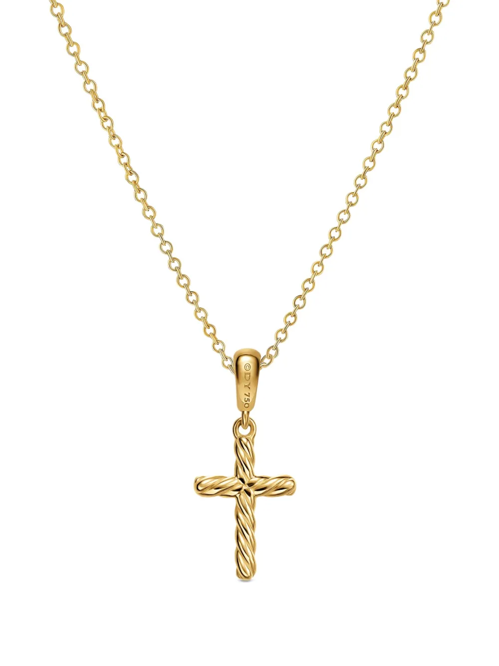 David Yurman 18k Gold Cable Cross Pendant Necklace