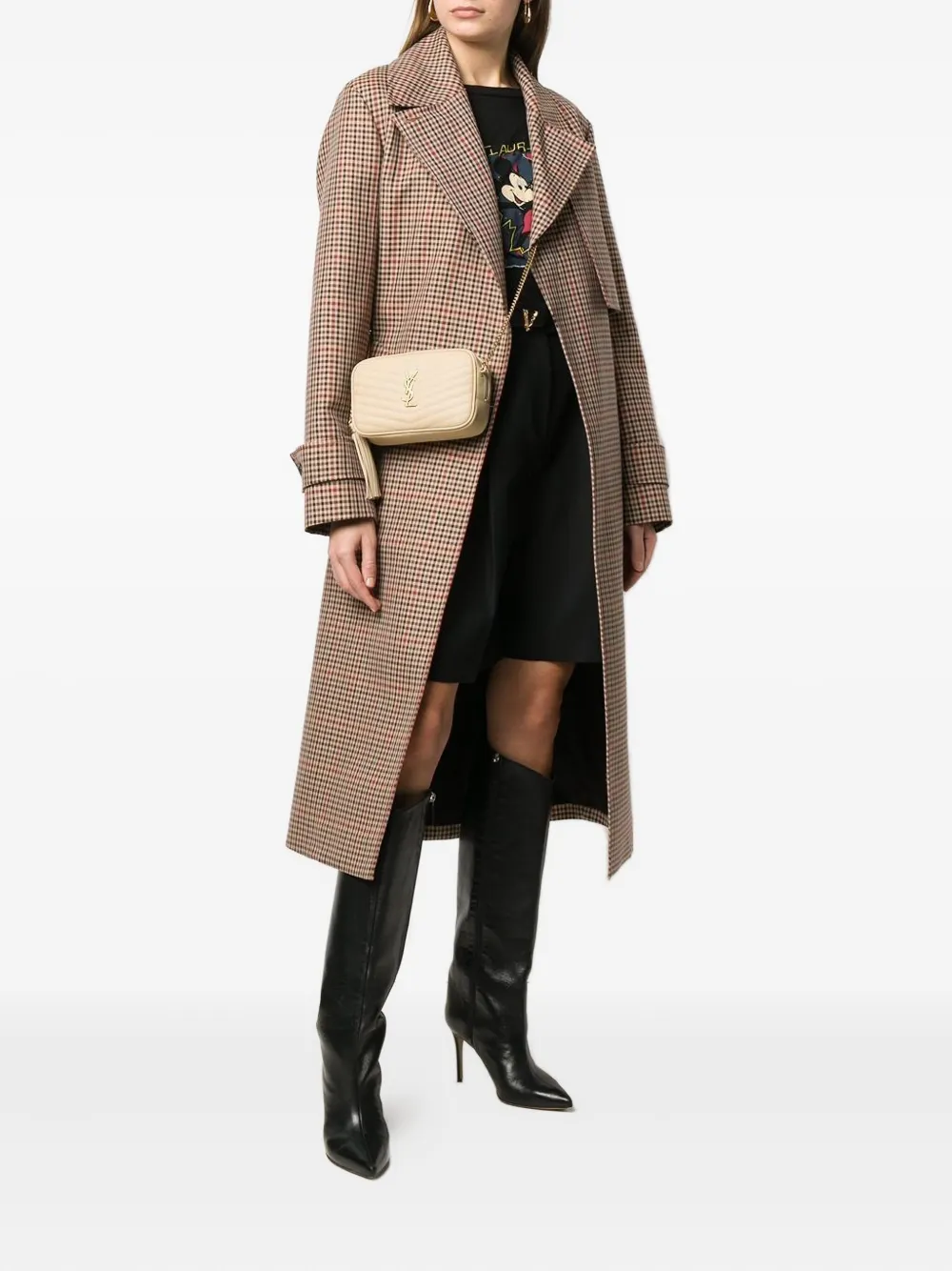 Saint Laurent quilted leather crossbody bag Beige