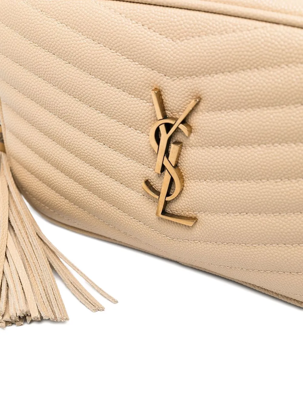 Saint Laurent quilted leather crossbody bag Beige