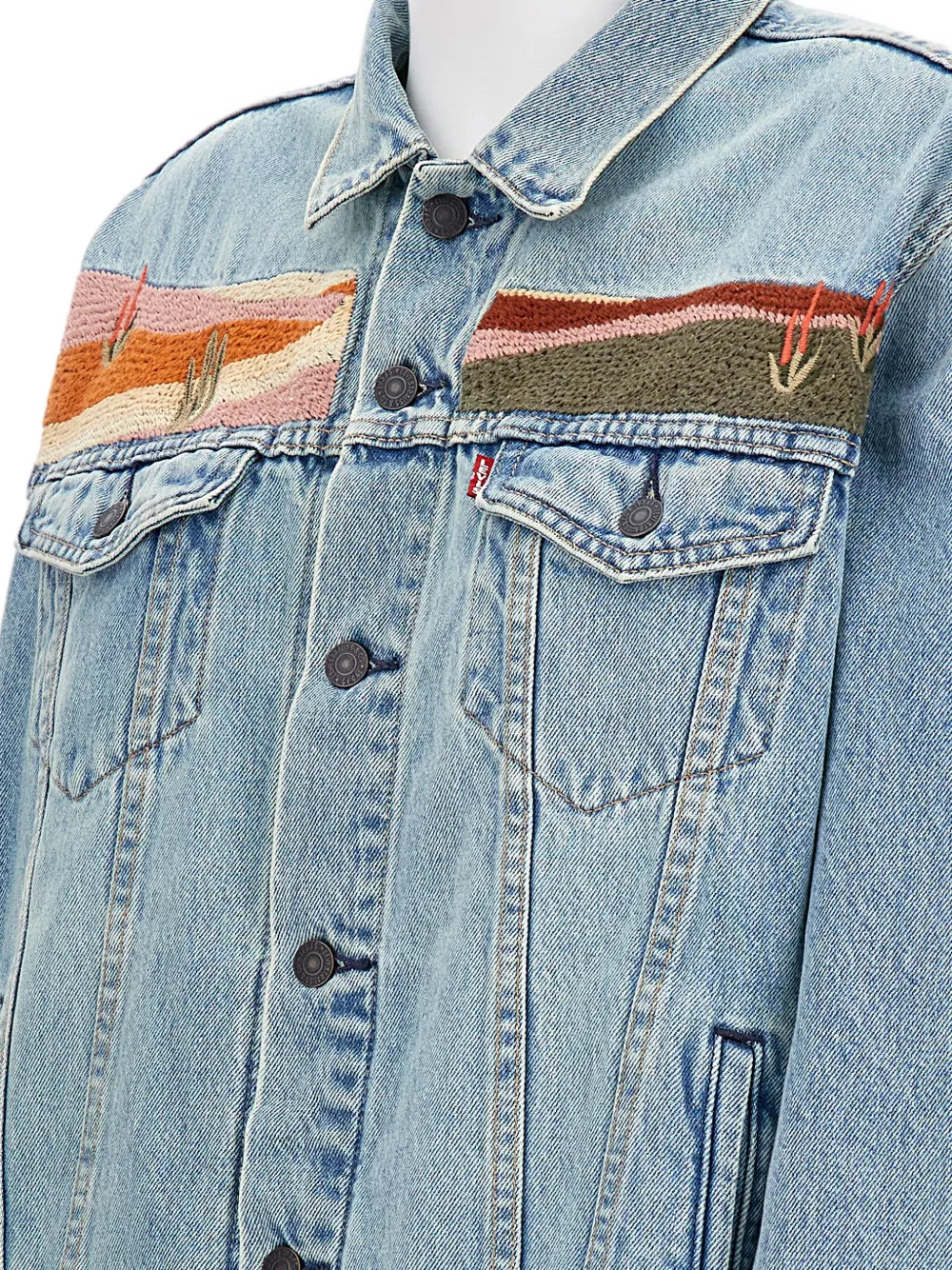 Levi's embroidered patch denim jacket Blauw