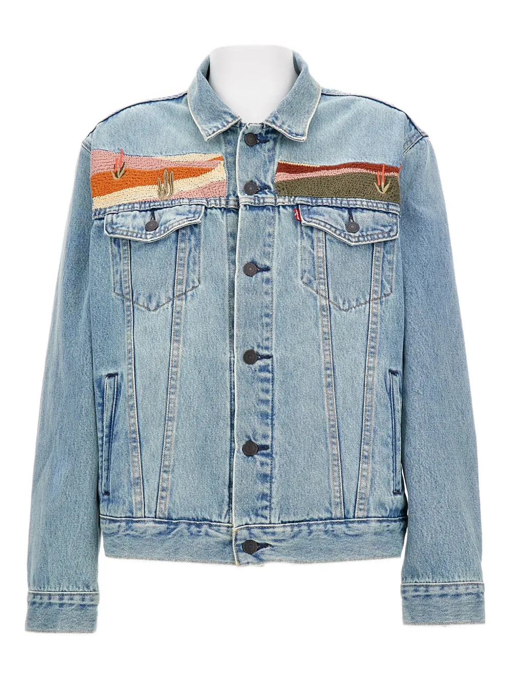 Levi's embroidered patch denim jacket Blauw