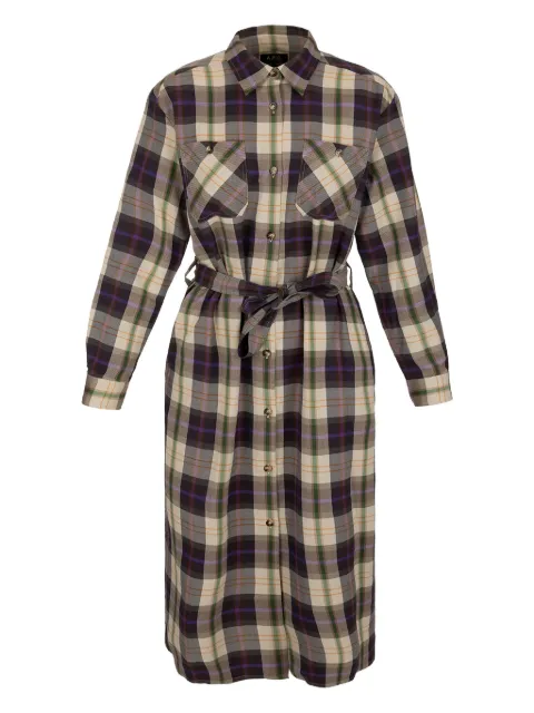 A.P.C. plaid-check belted midi dress